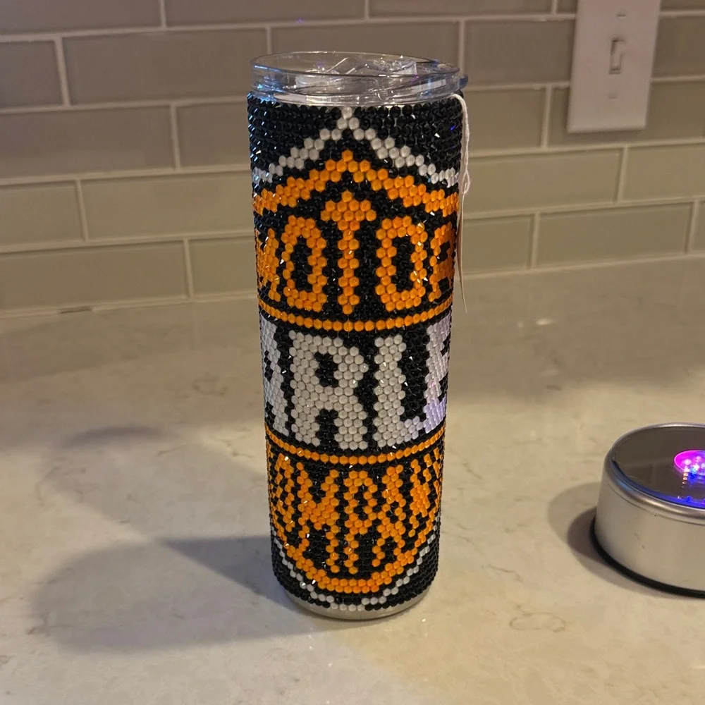 Harley-Davidson Beaded Tumbler in Orange, Black, and White - Picture 1 of 3
